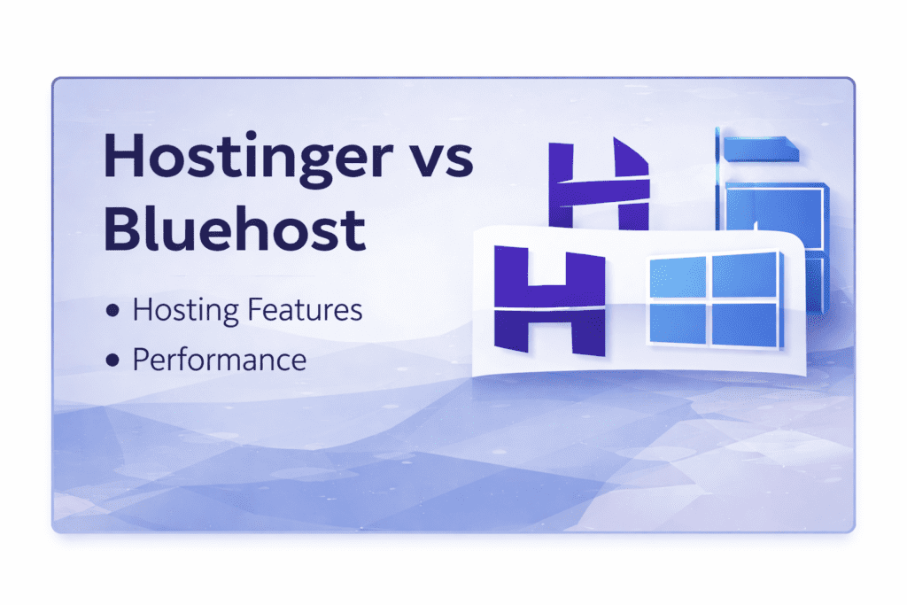 Hostinger vs Bluehost comparison for beginners showing hosting features and performance